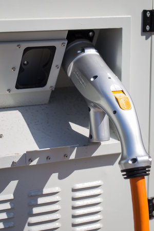 Charging station for cars in a close-up parking