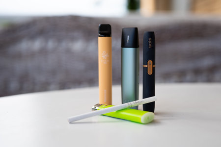 Tarragona, Spain - September 16, 2022: Electronic cigarettes IQOS close-up. Different options for...