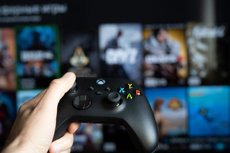 Joystick controller for playing on the new xbox series x console. Tarragona, Spain - September 20,...