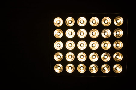 Vintage incandescent bulbs in retro style. Many lights in the form of a spotlight