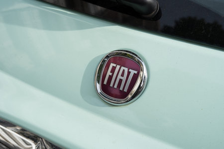 Tarragona, Spain - October 29, 2022: Fiat logo on a car close-up.