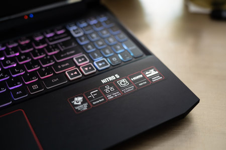 Tarragona, Spain - September 20, 2022: Acer Nitro 5 laptop specifications label