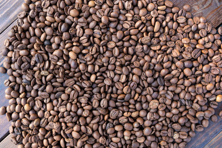 Coffee texture closeup top view.