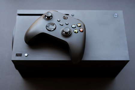 Joystick controller for playing on the new xbox series x console. Tarragona, Spain - September 20, 2022のeditorial素材