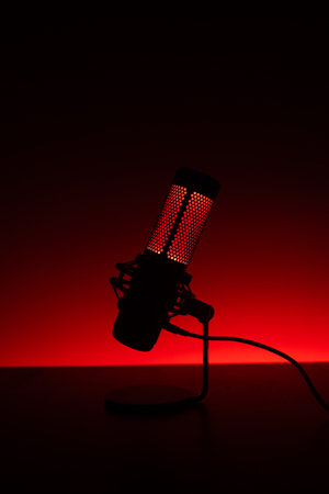 Stylish Red LED Microphone Presented in Attractive Silhouette and Elegant Designの写真素材