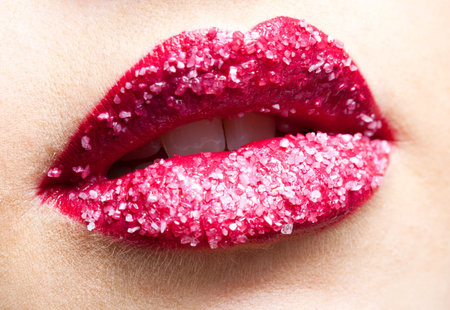 Shugar red lips close-up