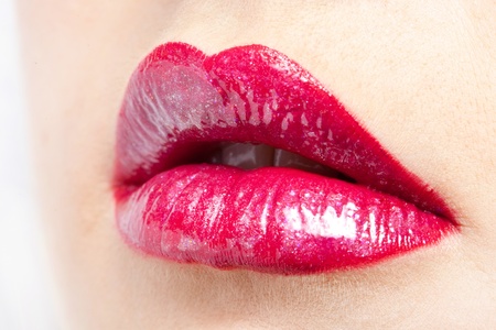 Red lips close-up shotの写真素材