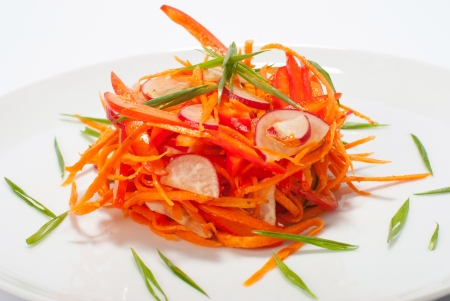 Fresh salad isolated on whiteの写真素材