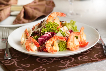  salad with shrimps and lettuce の写真素材