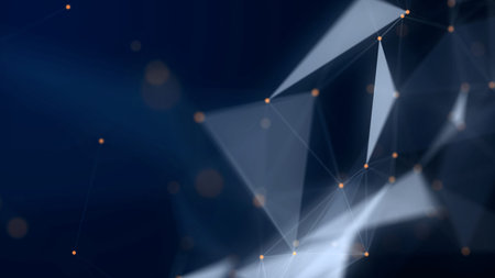 Shapes, dots and lines are connectied with shine on blurred forefront.