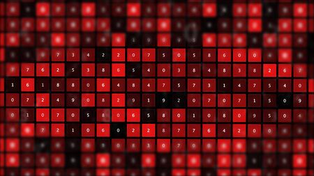 Futuristic graphic interface on background of fantastic symmetric number mainframes.の写真素材