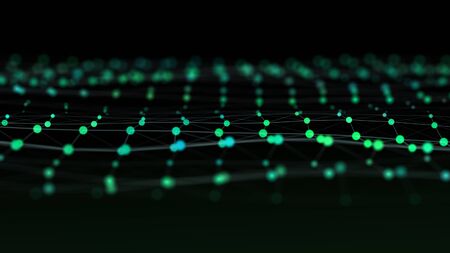 Charged electric particles linear network surface.の写真素材
