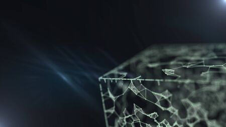 Bright illuminated translucet cube on black.の写真素材