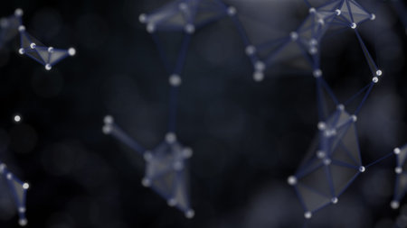 Network of abstract elements net with codified information inside.
