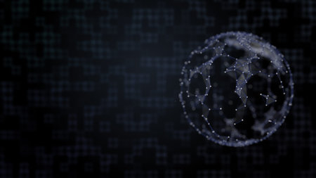 Networking and connectivity concept. 3D rendered planet with plexus surface over squared background...