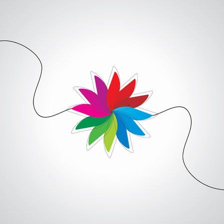 colorful flower wheel round of leafのイラスト素材