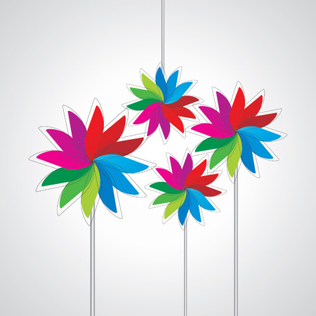 colorful flower wheel round of leafのイラスト素材