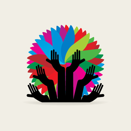 standing hand over colorful backgroundのイラスト素材