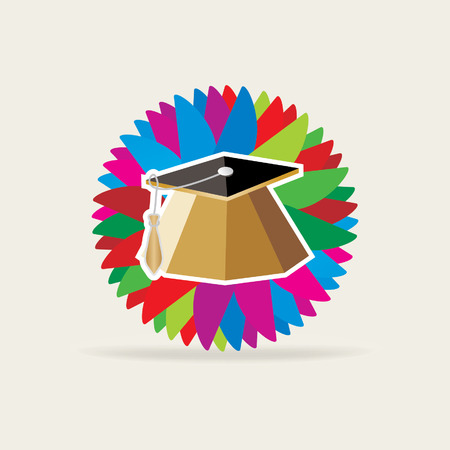 education cap over colorful backgroundのイラスト素材