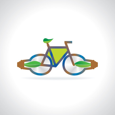 green bicycle with go-green conceptのイラスト素材