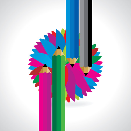 colorful pencil over colorful abstractのイラスト素材