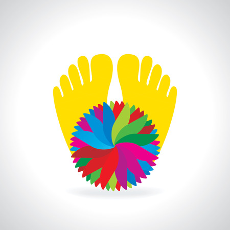 creative foot with care concept behind color backgroundのイラスト素材