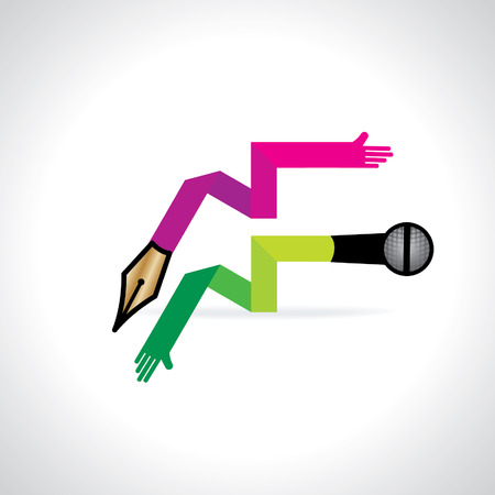 colorful bulb with mic and pen - media conceptのイラスト素材