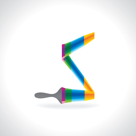 creative painting brush making alphabet Sのイラスト素材