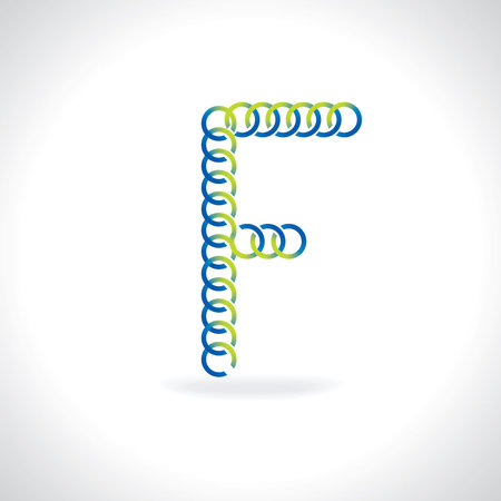 alphabet F created by blue green circleのイラスト素材