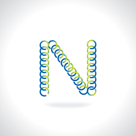 alphabet N created by blue green circleのイラスト素材