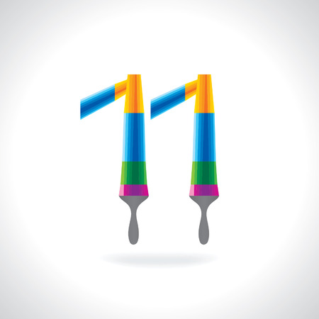 numeric number of 11 created by painting brushのイラスト素材