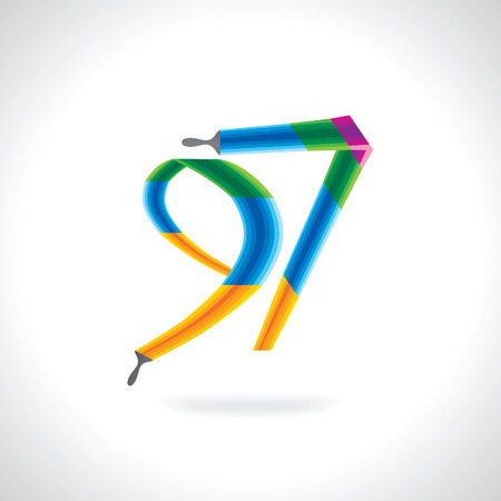 numeric number of 97 created by painting brushのイラスト素材