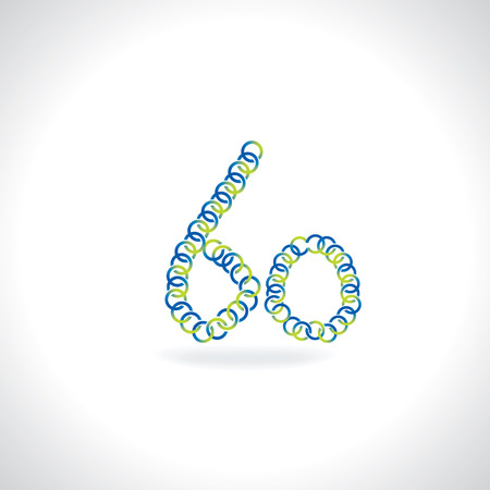 number 60 created by blue green circlesのイラスト素材
