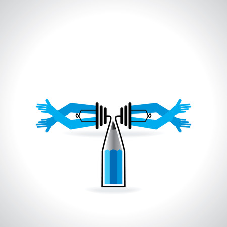 creative bulb connected with pencilのイラスト素材