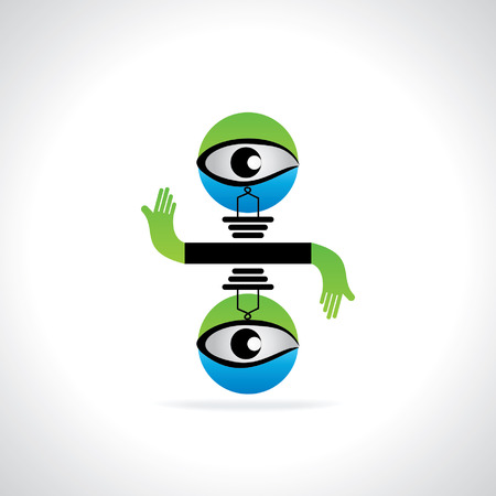 creative blue green bulb with hands team work vision conceptのイラスト素材