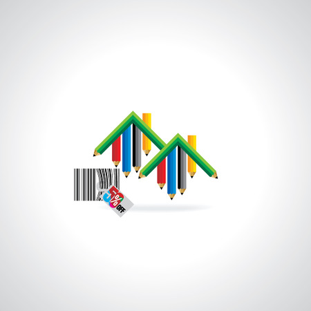 creative home icon created with pencil discount tagのイラスト素材