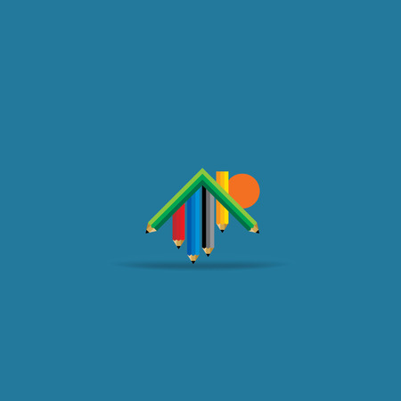 creative home icon created with pencilのイラスト素材