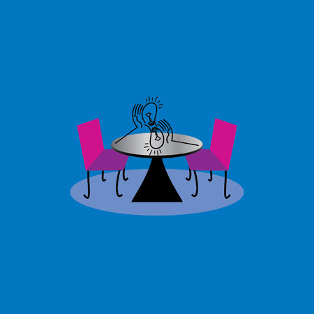 table and chair with caring idea concept with handのイラスト素材