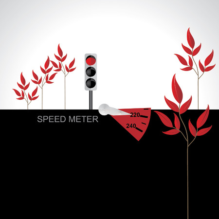 speed meter concept with red signal and red leafのイラスト素材