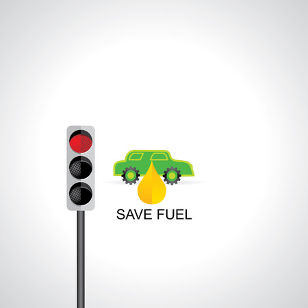 fuel drop with green car and red signal vectorのイラスト素材