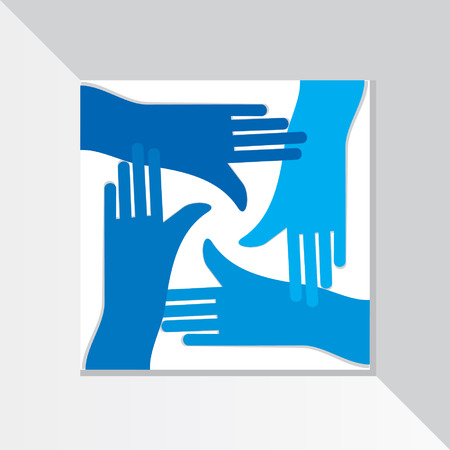 round of four hands conceptのイラスト素材