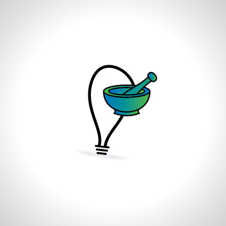 mortar and pestle connect with bulb vectorのイラスト素材