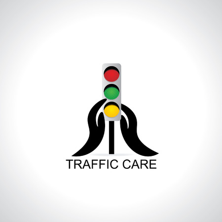traffic signal caring with handのイラスト素材