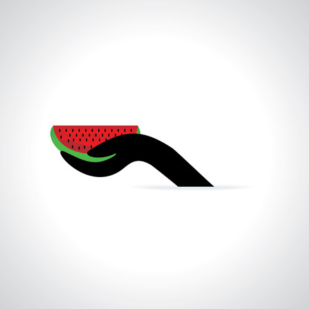 watermelon in hand vectorのイラスト素材