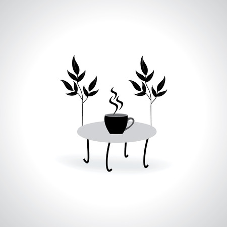 coffee table with leafのイラスト素材