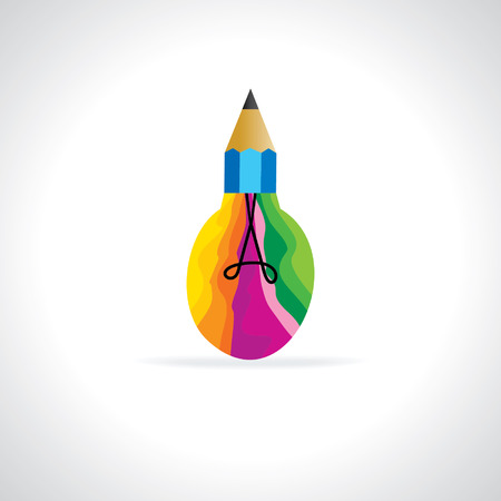 colorful bulb with pencil idea vectorのイラスト素材