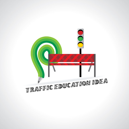 creative traffic idea with bulb and barrierのイラスト素材