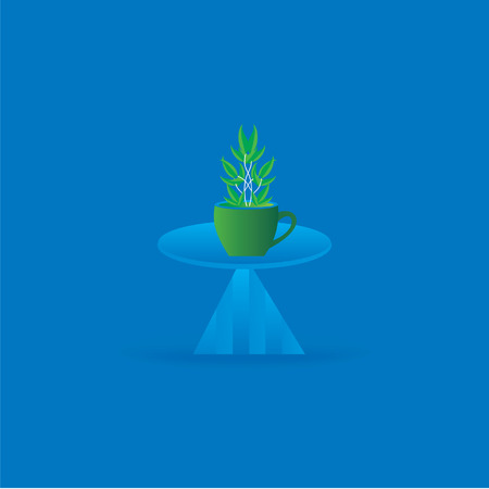 green tea concept on tableのイラスト素材