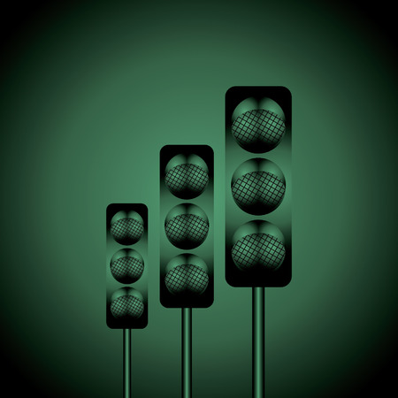 traffic signal over green black backgroundのイラスト素材
