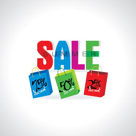 summer sale with shopping bag discountのイラスト素材